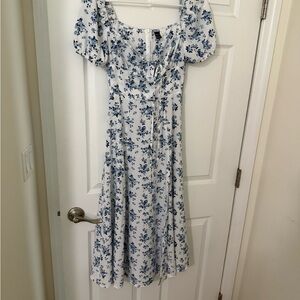 SHEIN Blue Floral Long Sleeve Dress